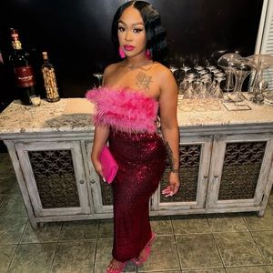 Feather & Sequin Skirt Set